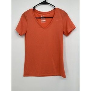 The Nike Tee Womens T Shirt Small Orange Athletic Cut Dri Fit V Neck‎